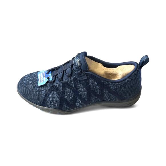 Skechers Vegan Knity Sneakers Memory Foam Wide fit Navy Blue - Picture 1 of 12